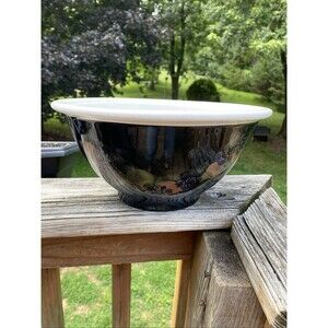 Vintage Italian CARM HandPainted Large 10.75” Serving bowl Black w/peach Green